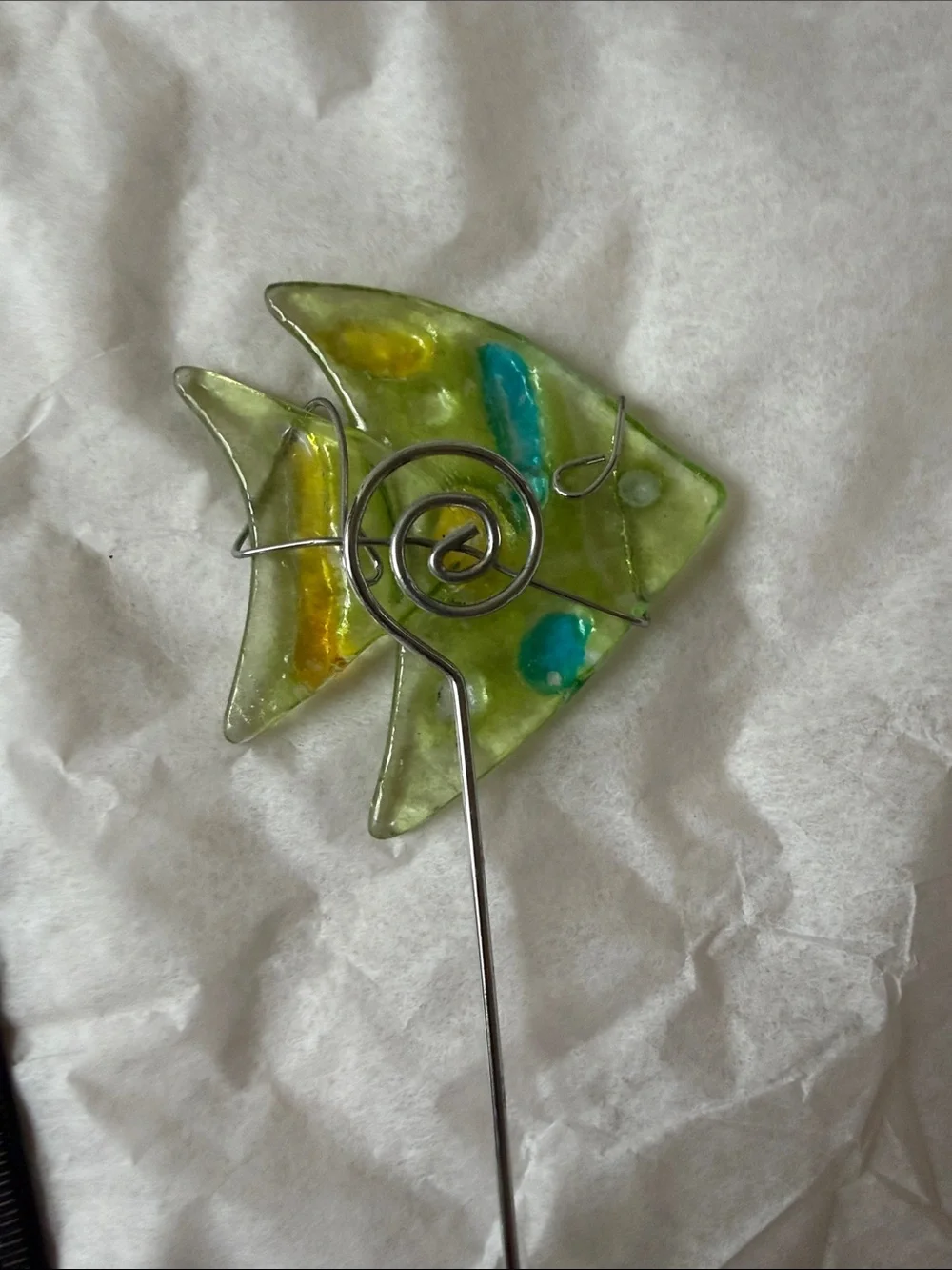 Handcrafted Green Glass Fish Décor - Set of 2